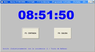 Ventana del reloj en la opción de Teclado.